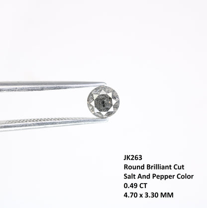 0.49 Carat Salt and Pepper Round Loose Diamond | Ideal for Custom Gold Rings | Unique Loose Diamond for Engagement or Wedding Jewelry