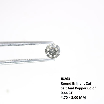 0.44 Carat Salt and Pepper Round Loose Diamond | Perfect for Custom Gold Rings | Unique Engagement or Wedding Jewelry