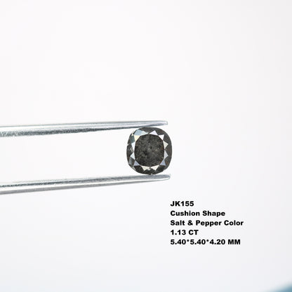 1.13 CT Rustic Salt and Pepper Cushion Cut Loose Diamond | Perfect for Wedding Jewelry | Engagement Ring or Pendant