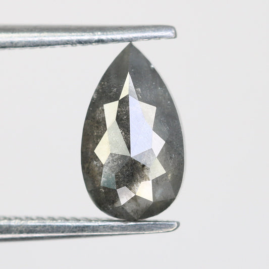 Black Friday Sale: 0.95 CT Pear Salt and Pepper Diamond Ring | Natural Loose Diamond for Elegant Gold Ring