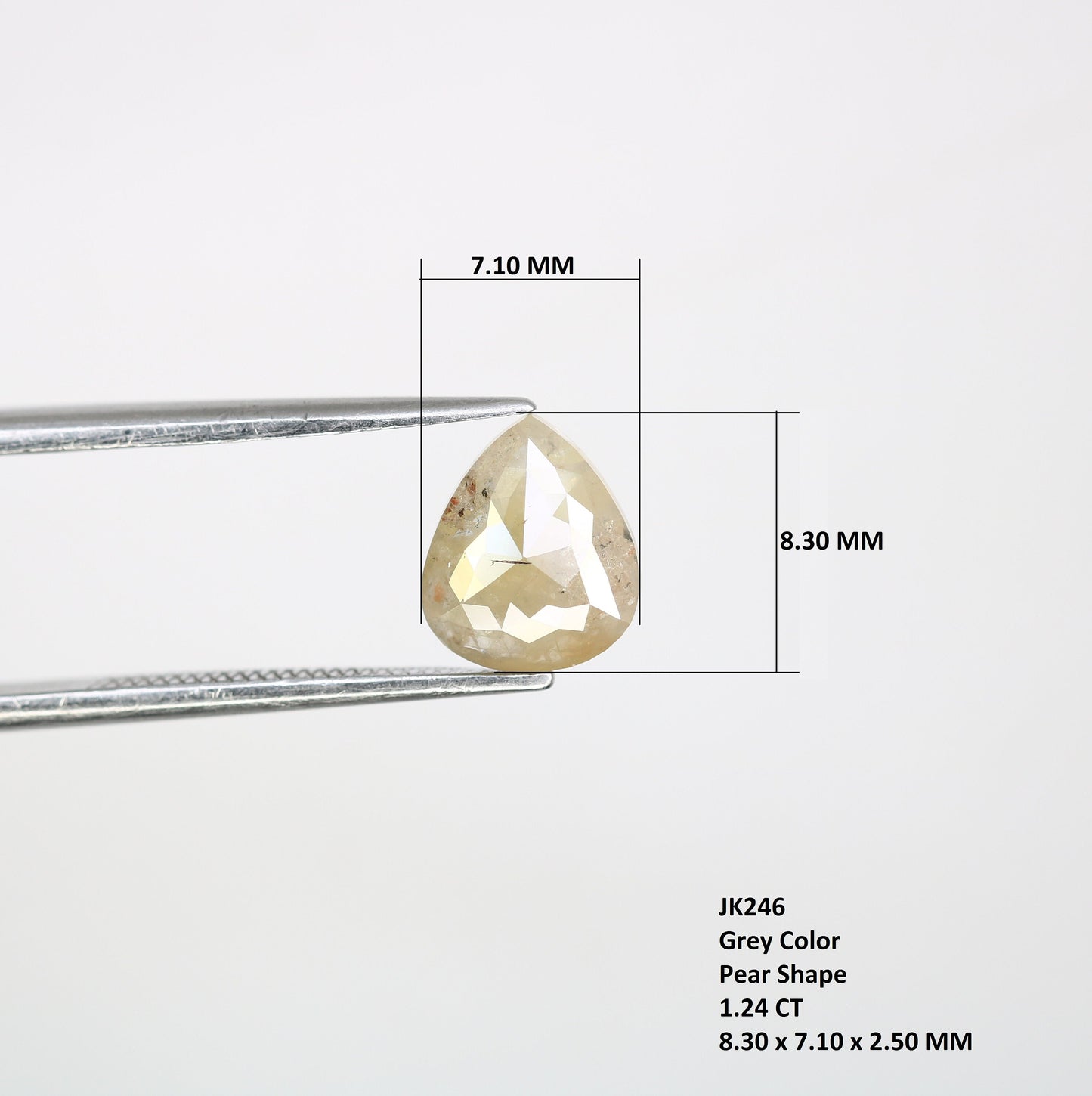 1.24 CT Grey Pear Shape Salt and Pepper Rustic Diamond Ring | Unique Gold Ring | Natural Diamond Jewelry