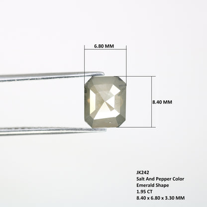 1.95 CT Salt and Pepper Emerald Shape Diamond - Natural Loose Emerald Cut Diamond - Emerald Engagement Ring - LABORDAY Offer