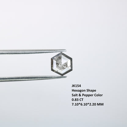 0.83 CT Hexagon Loose Salt and Pepper Diamond - Natural Hexagon Diamond - Salt and Pepper Ring - Gift for Wifey - Gift for mother - Jewlery