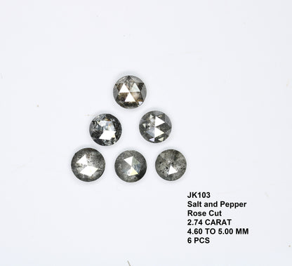 4-5 MM Salt and Pepper Rose Cut Round Natural Loose Diamond For Handmade Jewellery ll Gift For Girlfriend ll Gift For BirthdayFor Gold Ring