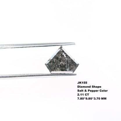 2 CT Salt and Pepper Diamond Shield Cut For handmade necklace pendant Black/Grey crystal Diamond for Engagement Gold Ring Gift for Her