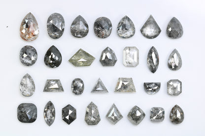 One-of-a-Kind Salt and Pepper Diamond | Unique Natural Loose Mixed Shape Gemstone for Gold Wedding Rings | Special Cut Diamonds