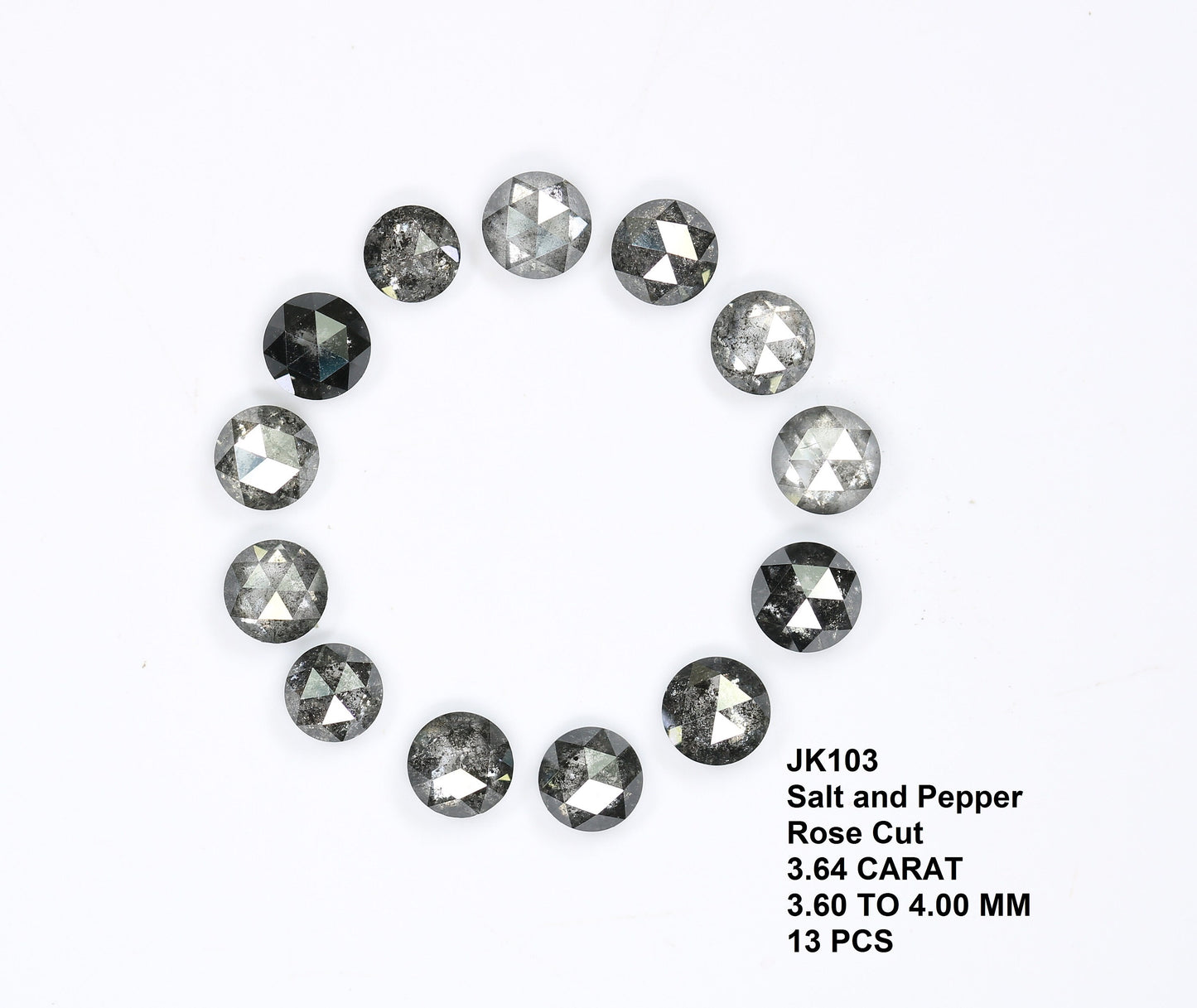 3.60 TO 4.00 MM | Salt And Pepper Diamond | Round Rose Cut Diamond | Natural Loose Diamond For Earring Pair & Wedding RingFor Gold Ring