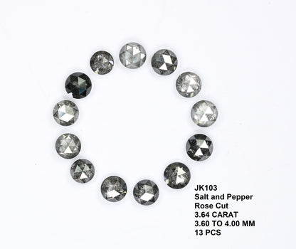 3.60 TO 4.00 MM | Salt And Pepper Diamond | Round Rose Cut Diamond | Natural Loose Diamond For Earring Pair & Wedding RingFor Gold Ring