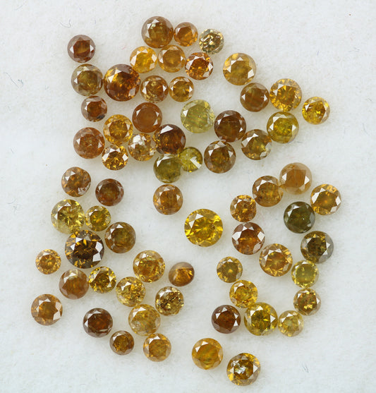 Full Yellow Round Brilliant Cut Natural Loose Diamond Ideal for Rings, Earrings, Jewelry Making Small Wholesale Price Diamonds