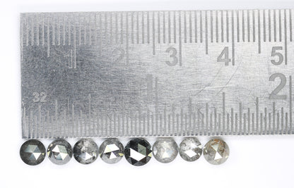 4.50 TO 5.30 MM | Salt And Pepper Diamond | Round Rose Cut Diamond | Natural Loose Diamond For Earring Pair & Wedding Ring |For Gold Ring