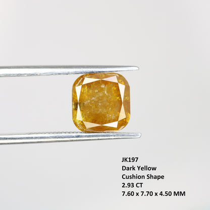 2.93 CT Rose Cut Cushion Yellow Diamond | Perfect for Gold Ring | Elegant & Unique Jewelry Piece