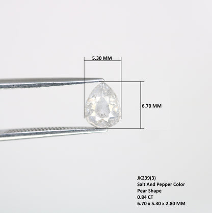 0.84 CT Natural Light Grey Galaxy Diamond | Pear Shape Salt and Pepper Diamond for Gold Ring | Perfect Gift for Her