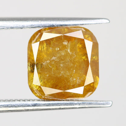 2.93 CT Rose Cut Cushion Yellow Diamond | Perfect for Gold Ring | Elegant & Unique Jewelry Piece