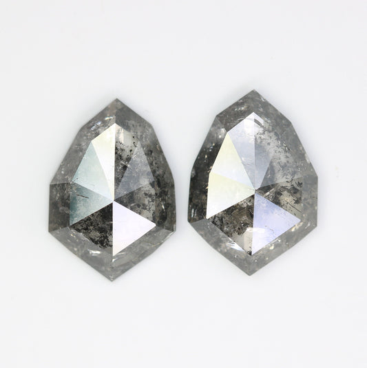 Shield Cut Loose Pair Salt and Pepper Diamond, Natural Loose Diamond, Fancy Diamond for Wedding Ring & Earring, jewelry gift for women