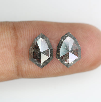 Shield Cut Loose Pair Salt and Pepper Diamond, Natural Loose Diamond, Fancy Diamond for Wedding Ring & Earring, jewelry gift for women