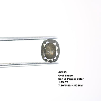 1.73 CT Oval Salt and Pepper Rustic Diamond | Ideal for Engagement Ring | Wedding Jewelry | Perfect Gift for Wife or Girlfriend