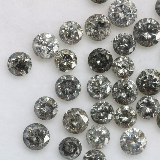 3mm Natural Loose Round Brilliant Cut Salt and Pepper Diamond | Perfect for Engagement and Wedding Rings | Gold Ring Gemstone