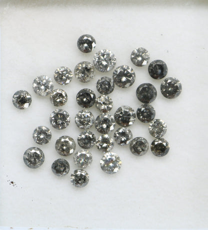 3mm Natural Loose Round Brilliant Cut Salt and Pepper Diamond | Perfect for Engagement and Wedding Rings | Gold Ring Gemstone