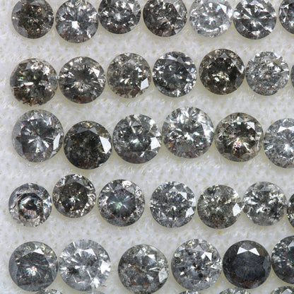 3mm Natural Loose Round Brilliant Cut Salt and Pepper Diamond | Perfect for Engagement and Wedding Rings | Gold Ring Gemstone