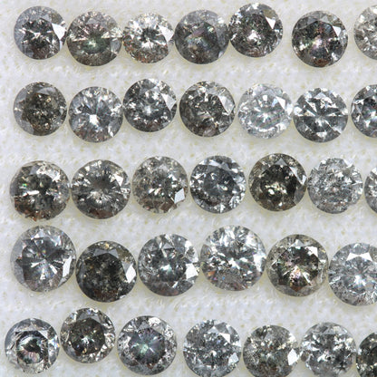 3mm Natural Loose Round Brilliant Cut Salt and Pepper Diamond | Perfect for Engagement and Wedding Rings | Gold Ring Gemstone