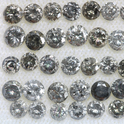 3mm Natural Loose Round Brilliant Cut Salt and Pepper Diamond | Perfect for Engagement and Wedding Rings | Gold Ring Gemstone