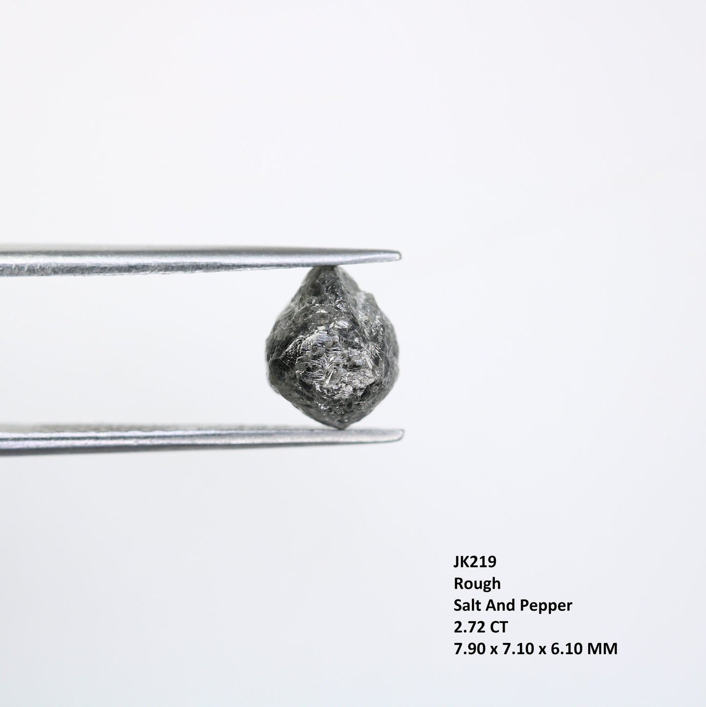 2.72 CT Gray Uncut Raw Salt and Pepper - Loose Rough Diamond - Raw Irregular Shape - Customize Jewelry - Sale Offer - Christmas Gift