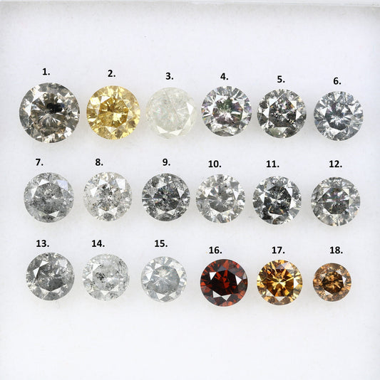 Unique Fancy Round Cut Natural Salt and Pepper Diamond | Loose Earth-Mined Gemstone for Engagement Rings | Perfect Gifts for Her