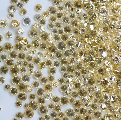 Full Yellow Small Round Brilliant Cut Natural Loose Diamond for Rings, Earrings, Jewelry Making Wholesale Price Diamonds