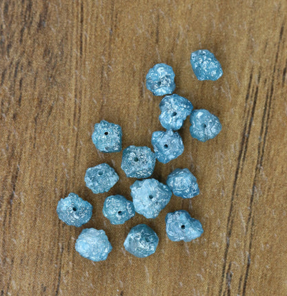 3-4 MM Blue Rough Drilled Diamond For Necklace & BraceletsFor Gold Ring Diamonds
