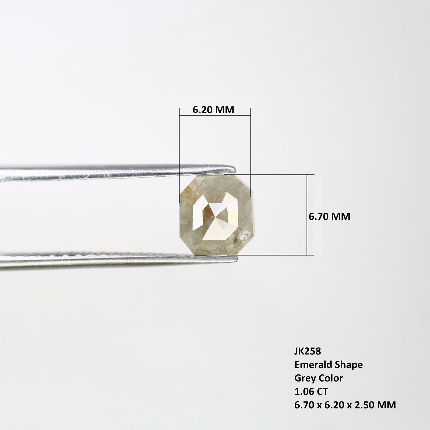 1.06 CT 6.70 MM Asscher Shape Fancy Grey Galaxy Diamond For Promise Ring | Grey Asscher Ring | Natural Loose Diamond | Customize Jewelry