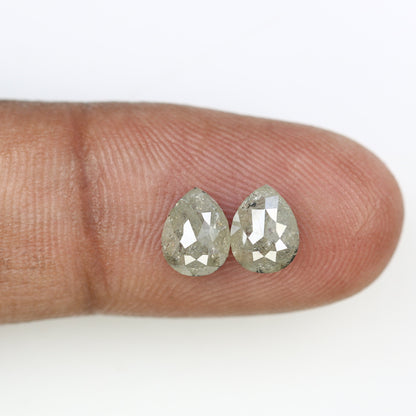 1.76 CT Natural Grey Pear Shape Loose Pair Diamond For Earrings | Pear Pair Diamond | Grey Pear Earring | Diamond Earrings | Customized