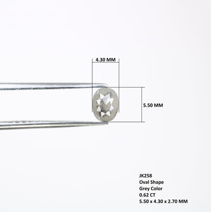 0.62 CT 5.50 MM Natural Grey Polished Oval Galaxy Diamond | Unique Oval Engagement Ring | Oval Earrings | Oval Diamond Pendant Jewelry