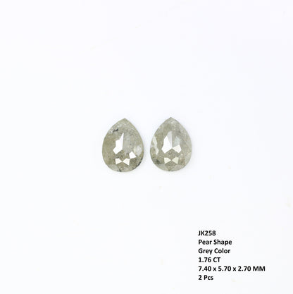 1.76 CT Natural Grey Pear Shape Loose Pair Diamond For Earrings | Pear Pair Diamond | Grey Pear Earring | Diamond Earrings | Customized