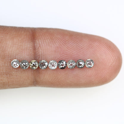 0.94 TCW Rose Cut Round Salt and Pepper Diamonds For Half Eternity Wedding Band ll Anniversary Gift ll Birthday Gift ll Engagement Gift