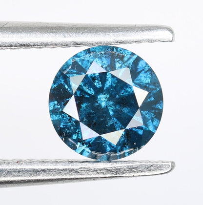 0.38 CT Vivid Blue Round Brilliant Cut Diamond Ideal for Engagement Bands and Gold Ring Settings