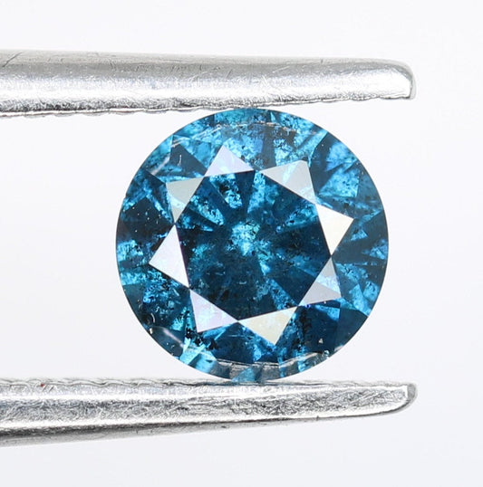 0.38 CT Vivid Blue Round Brilliant Cut Diamond Ideal for Engagement Bands and Gold Ring Settings