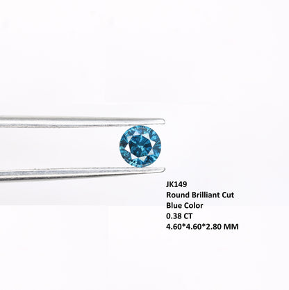 0.38 CT Vivid Blue Round Brilliant Cut Diamond Ideal for Engagement Bands and Gold Ring Settings