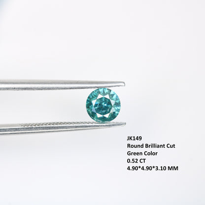 0.52 CT Green Round Brilliant Cut Diamond for Engagement Rings and Gold Band Settings