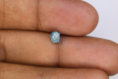 1.02 CT 5.4 mm Blue Color Rough Diamond, Natural Loose Raw StoneFor Gold Ring Diamonds