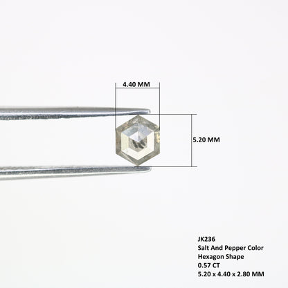 0.57 CT Hexagon Loose Salt and Pepper Diamond - Natural Hexagon Diamond - Salt and Pepper Ring - Gift for Wifey - Gift for mother - Jewlery