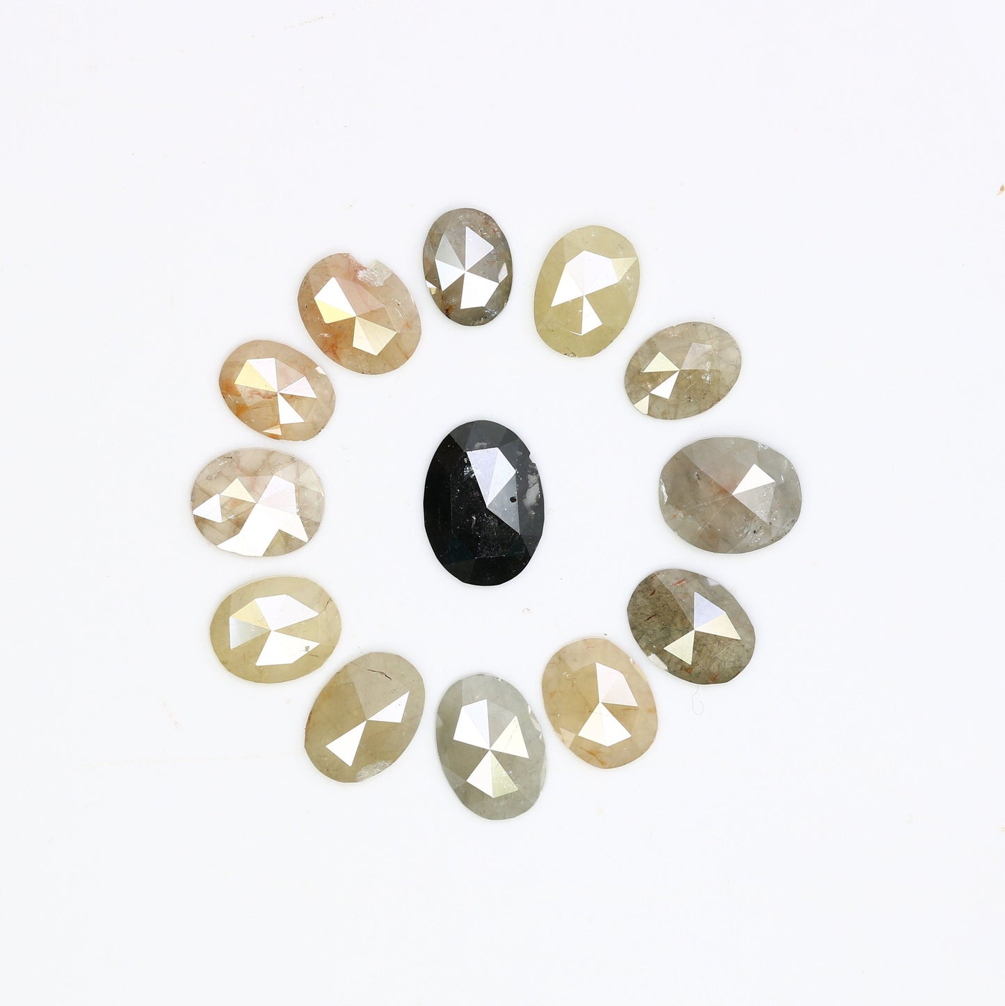 Rose Cut Loose Oval Shape Diamonds in Mixed Colors | Gold Ring Gemstones | Unique Jewelry for Engagement