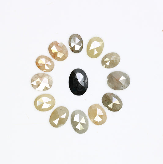 Rose Cut Loose Oval Shape Diamonds in Mixed Colors | Gold Ring Gemstones | Unique Jewelry for Engagement