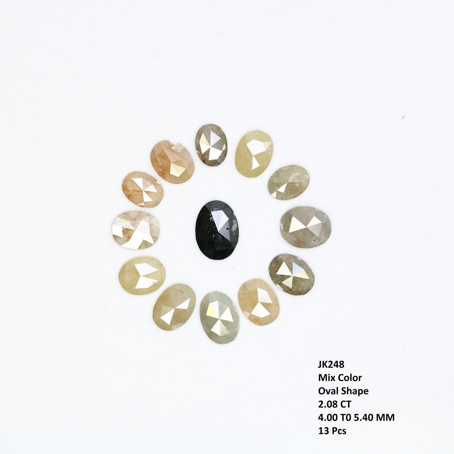 Rose Cut Loose Oval Shape Diamonds in Mixed Colors | Gold Ring Gemstones | Unique Jewelry for Engagement