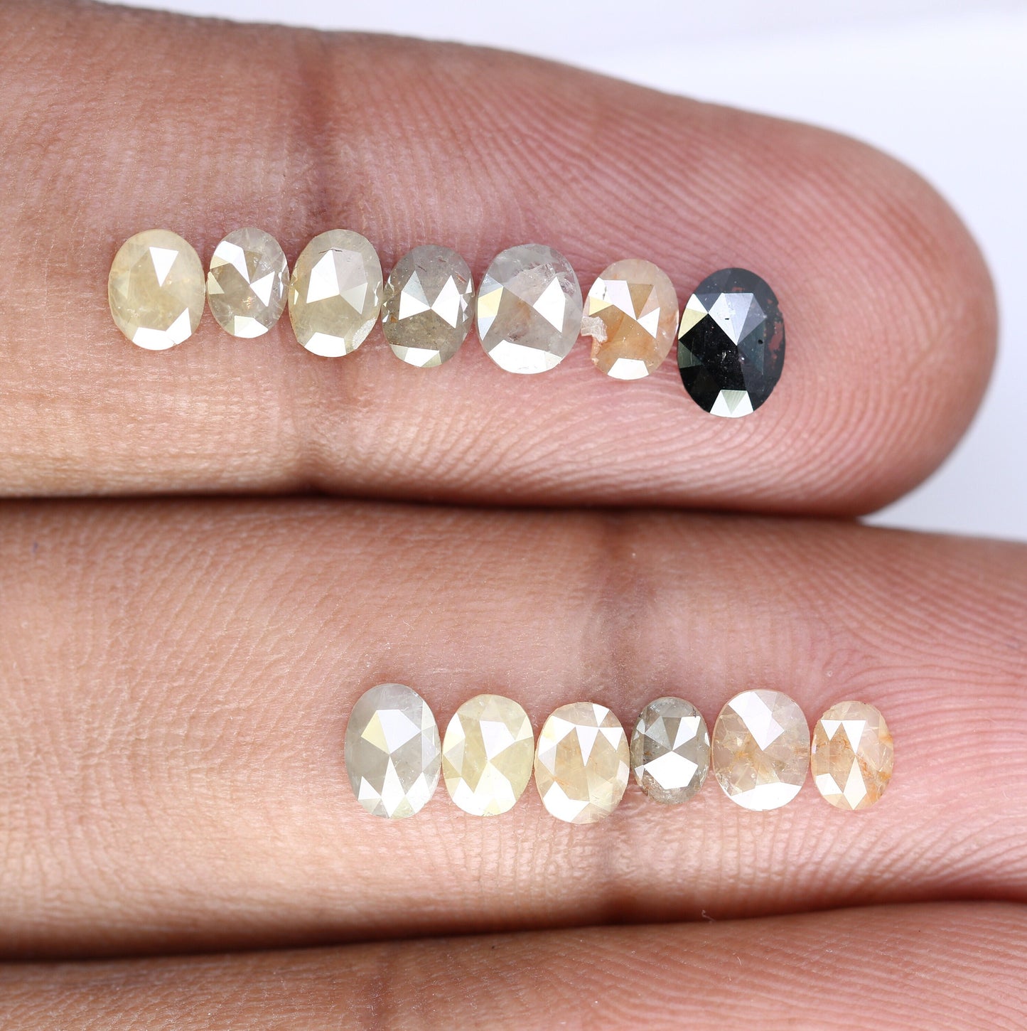 Rose Cut Loose Oval Shape Diamonds in Mixed Colors | Gold Ring Gemstones | Unique Jewelry for Engagement