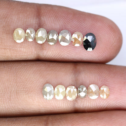 Rose Cut Loose Oval Shape Diamonds in Mixed Colors | Gold Ring Gemstones | Unique Jewelry for Engagement