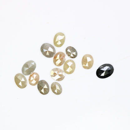 Rose Cut Loose Oval Shape Diamonds in Mixed Colors | Gold Ring Gemstones | Unique Jewelry for Engagement