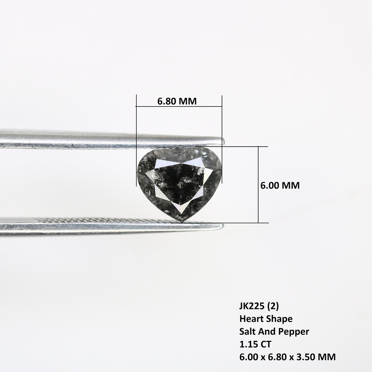 1.15 TCW Heart Shaped Salt and Pepper Diamonds For Wedding NecklaceFor Gold Ring Diamonds