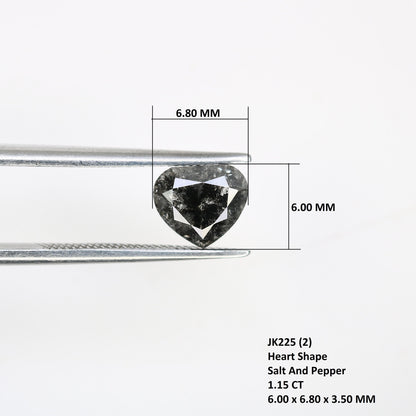 1.15 TCW Heart Shaped Salt and Pepper Diamonds For Wedding NecklaceFor Gold Ring Diamonds
