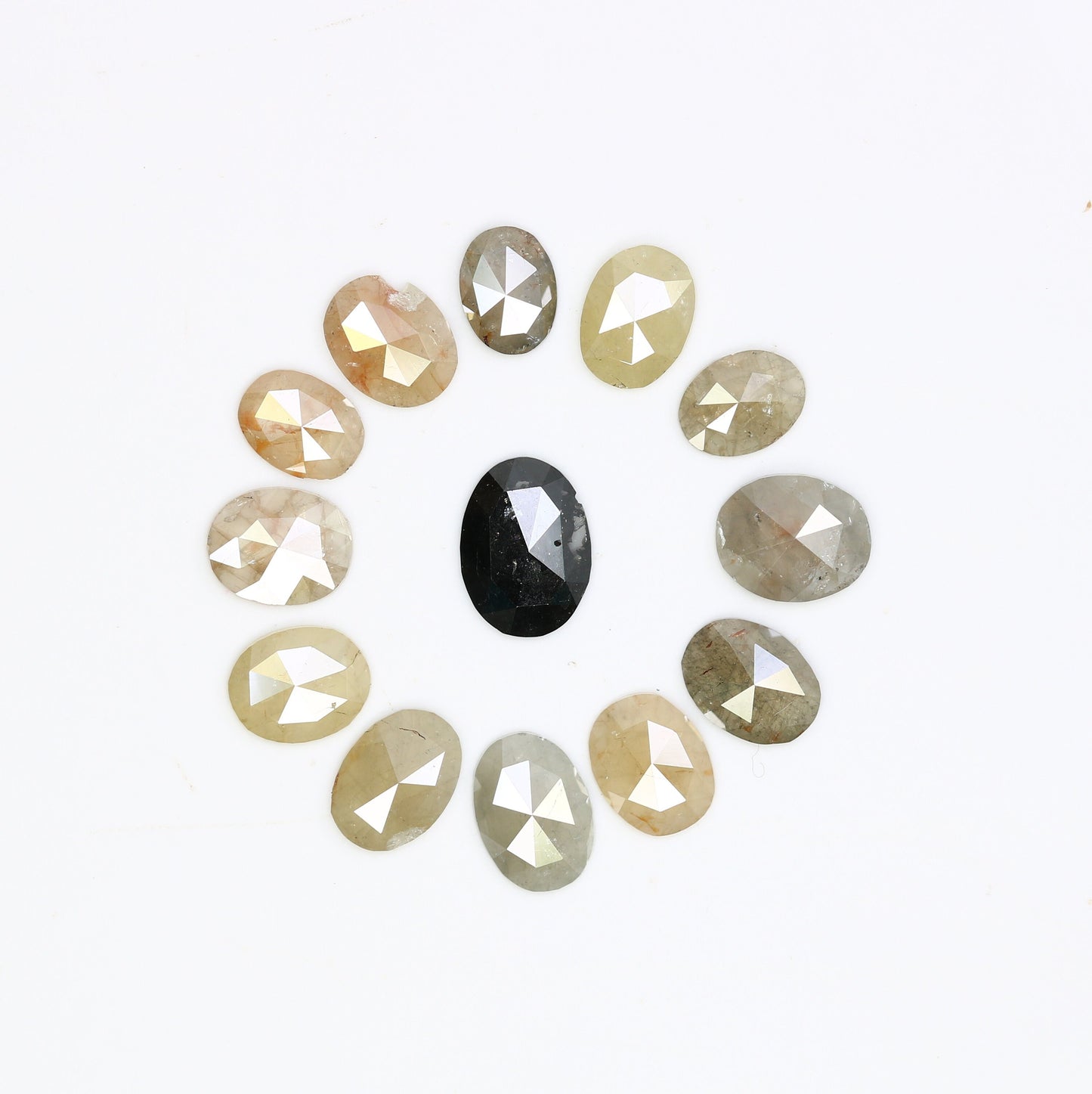 Rose Cut Loose Oval Shape Diamonds in Mixed Colors | Gold Ring Gemstones | Unique Jewelry for Engagement