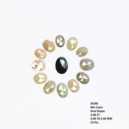 Rose Cut Loose Oval Shape Diamonds in Mixed Colors | Gold Ring Gemstones | Unique Jewelry for Engagement